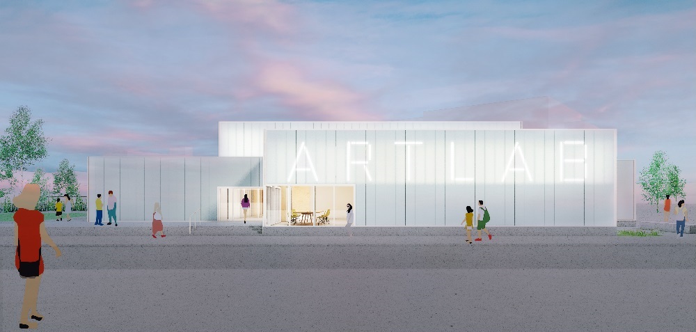 Exterior Rendering of ArtLab - Front View from N. Harvard St.